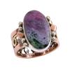 Ruby In Zoisite Lab-Created 925 Sterling Silver Jewelry Two Tone Ring S.5.5 U1r27