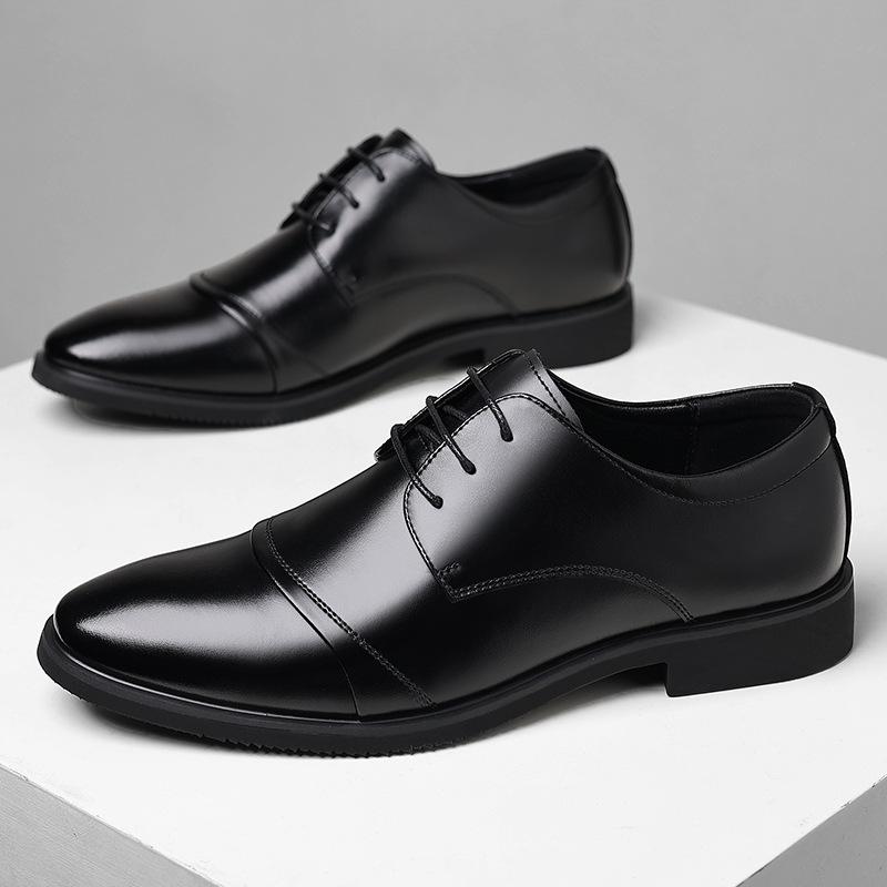 Autumn and winter new leather shoes men's business dress leather shoes low-top leather shoes men's lace-up breathable men's shoes