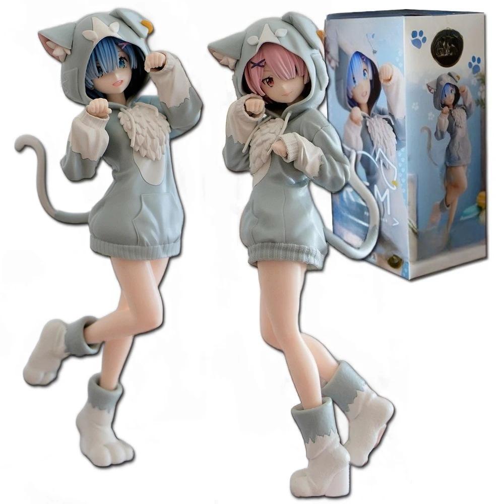 18CM Anime Rem Emilia Cat RE: Zero Starting Life In Another World Figure Different Version Static Toys Japanese Dolls