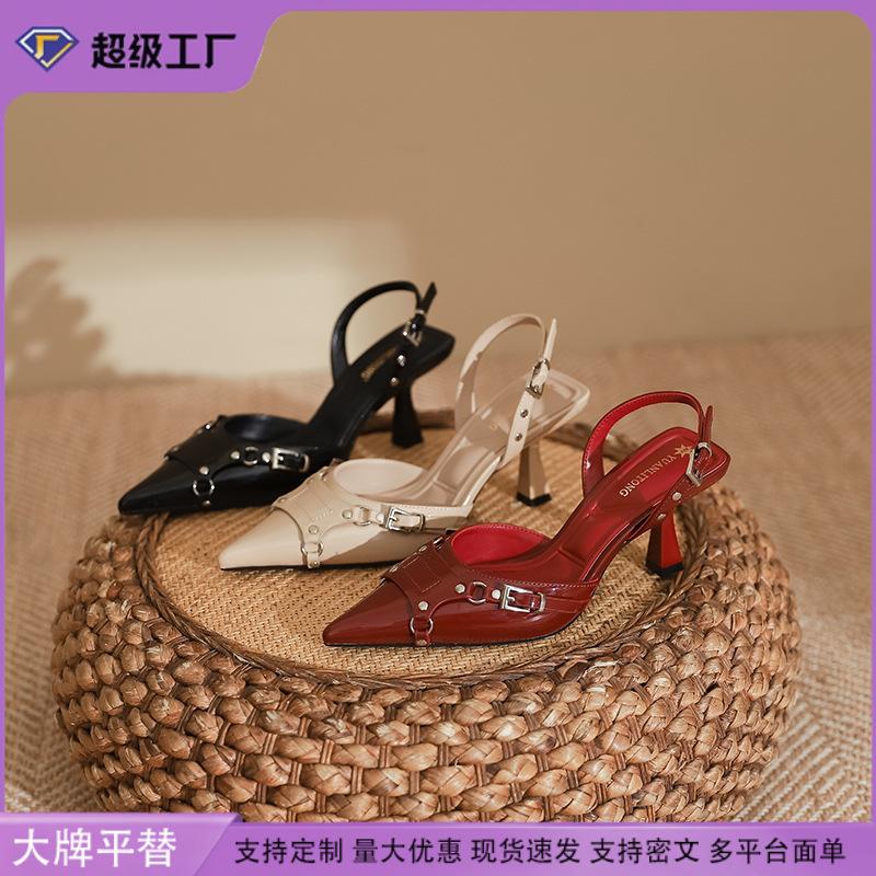 Grape mother classic Huizhou women's shoes 2025 spring and summer high heels women's fine heels high-end bag head sandals women's fashion