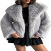 Eco-friendly Faux Fur Coat with Large Lapel, European-American Fashion, Thick and Cozy, Winter 2025 Collection