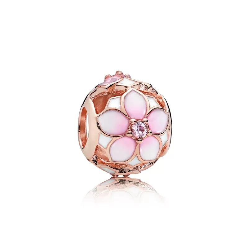 Sparking Rose Gold Plated Charm Beads Dangle Fit Original Snake Silver Bracelet Necklace Beads for Diy Jewelry Women Gift 2026