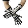 Mid Length Halloween Gloves Five Finger White Skeleton Mittens Fashion Skull Claw Gloves  Male