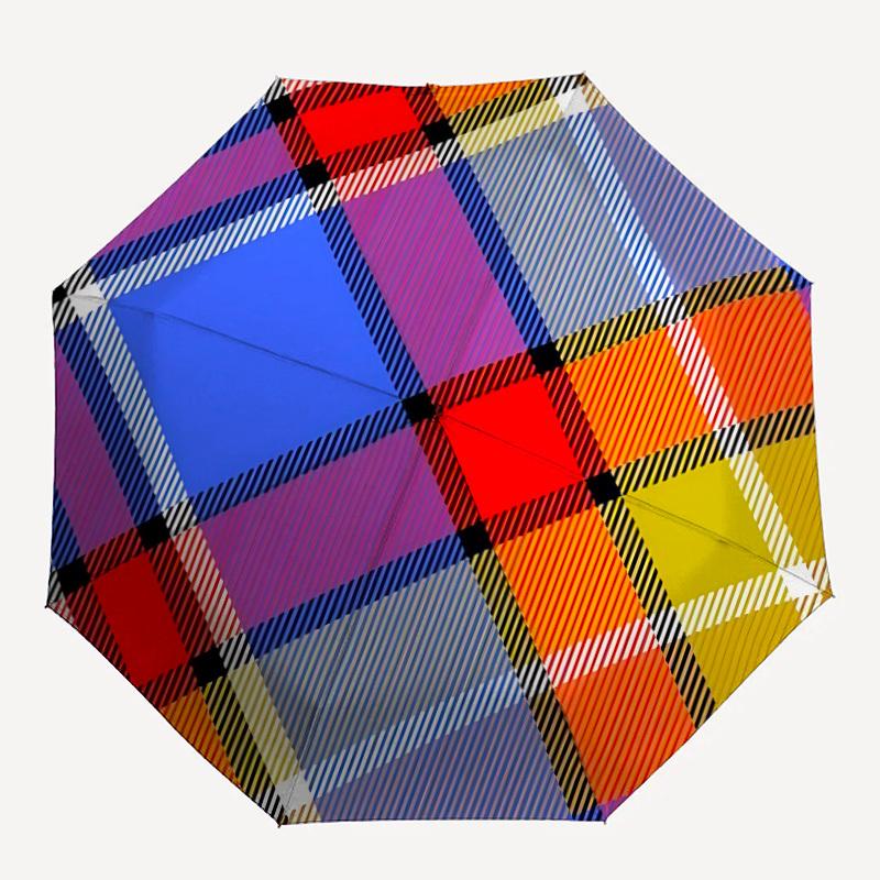

1pc Tartan Pattern Auto-Fold Umbrella with One-Touch Open/Close - 8 Reinforced Ribs for Windproof Stability, yy251118222