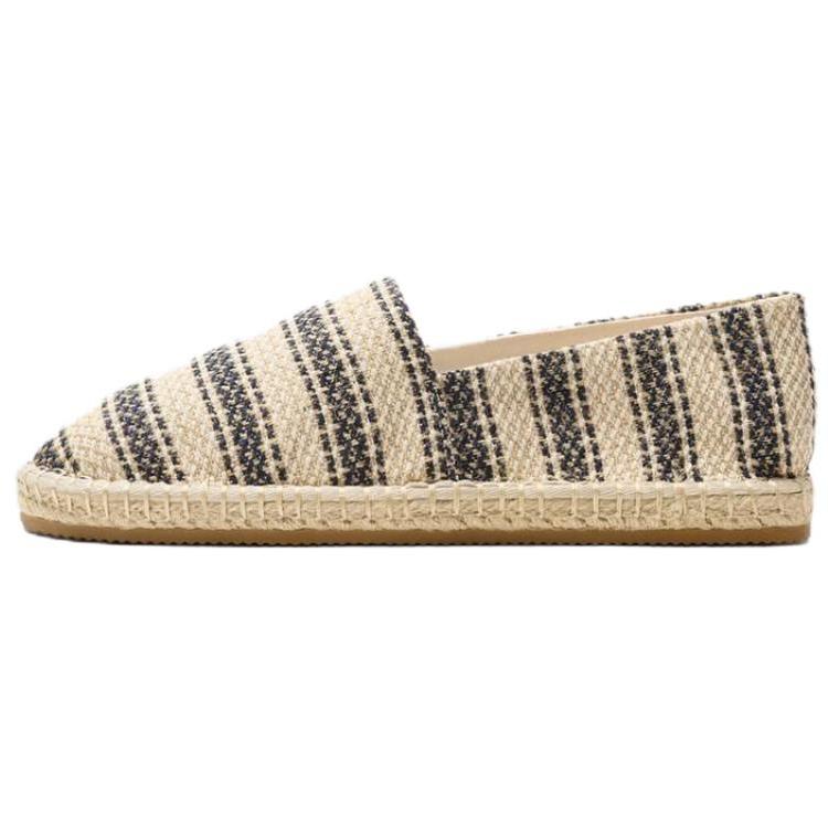 

Zara Хлопковые слипоны с круглым носком, вязаный текстиль, пеньковая подошва, туфли-рыбаки, мужская обувь, бежевый, черный 2742520202 40