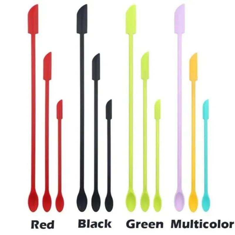 3Pcs/set Mini Silicone Spatula Spoon Makeup Spatula Thin Spatula Set for Kitchen Bottles Jam Cream Sauce Rubber Spatula