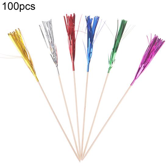100 Stück Lebensmittelstäbchen, glitzernd, rutschfest, bunte Einweg-Party-Salat-/Kuchen-/Obststäbchen, Urlaubsbedarf