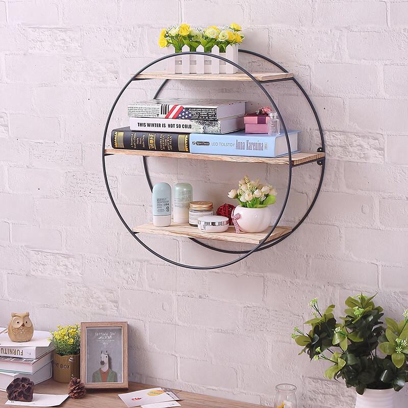 Multi-functional Round Wrought Iron Wall Shelf