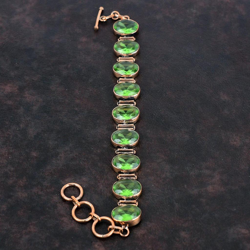 Facettiertes Grünamethyst Armband Kupferarmband Verstellbares Kettenarmband Kupfer Edelsteinschmuck Handgefertigt Brandneu Armband Geschenke für Ehefrau