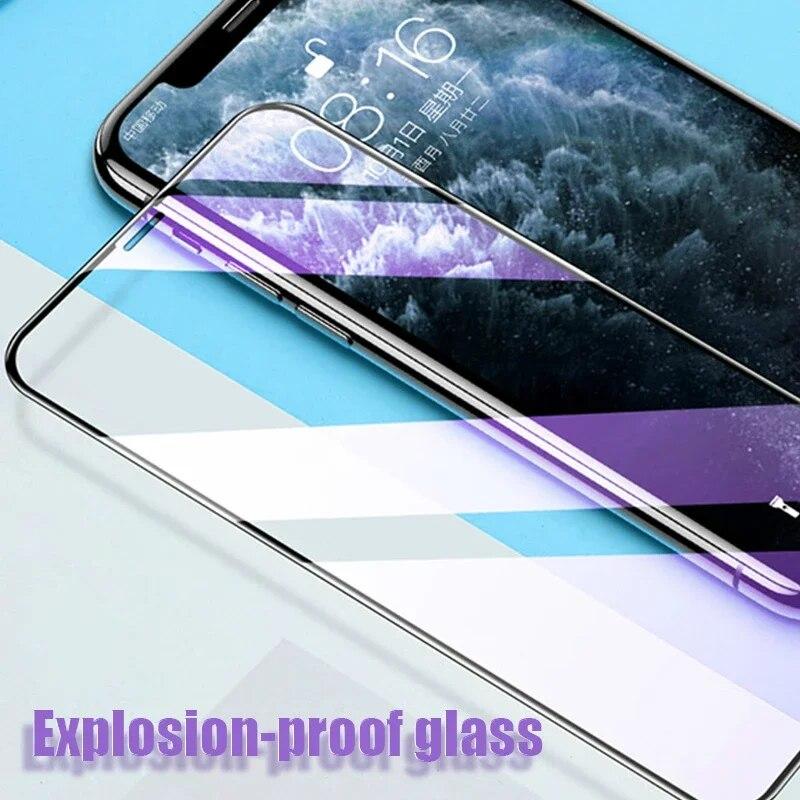 4PCS Full Cover Tempered Glass for iPhone 14 11 13 12 15 Pro Max Mini XS X XR Screen Protector On iPhone 7 8 Plus 6 6S SE 2020