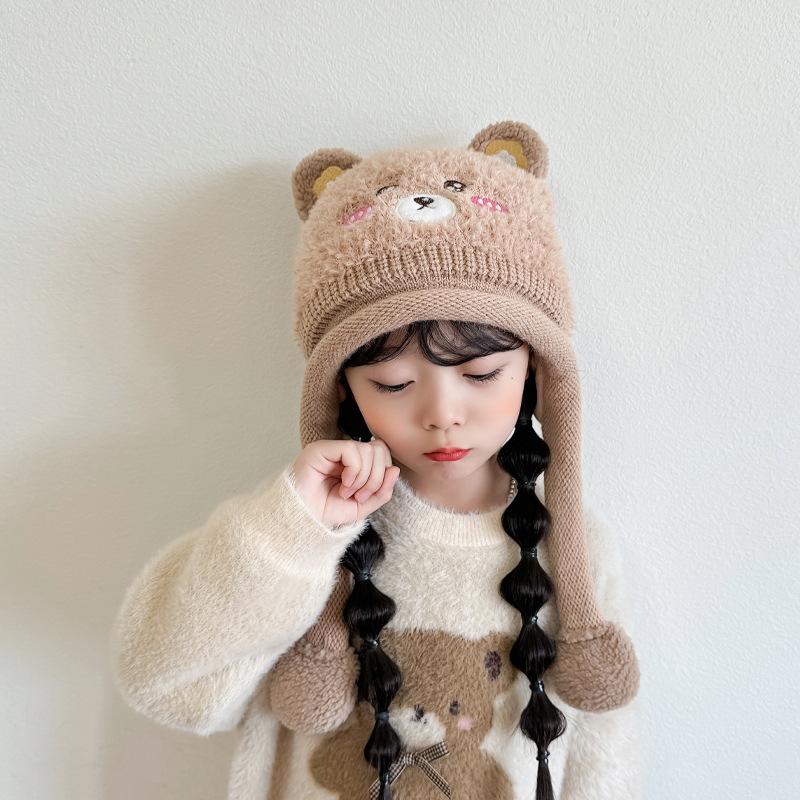 Baby pullover hat cartoon cute woolen hat hat wool men and women in winter thickened and cute fluff children's care