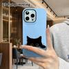 Phone Case: 2D Flat Design Suitable for iPhone 18 17 16 15 14 13 Pro Film Protective Case, Couple Style, Little Black Cat with a Probe, Christmas and 