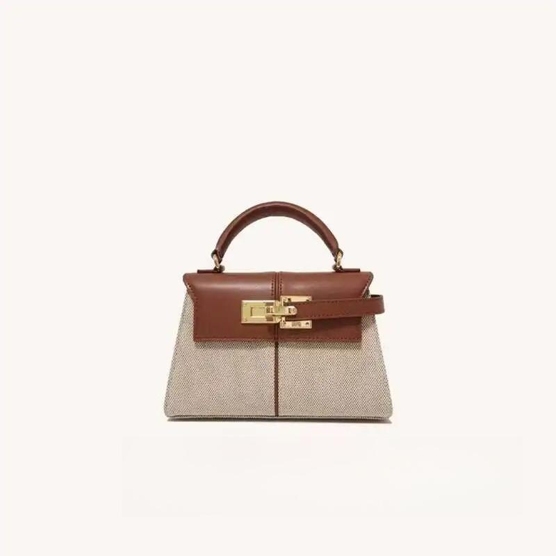2026 Trapezoidal Leather Women's Bag Fashi Niche Handbag Top-handle Versatile Bags