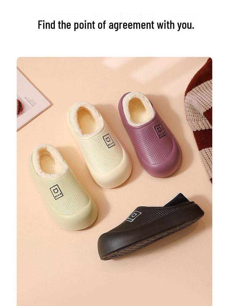 Winter Waterproof Indoor/Outdoor Thick-Soled Slippers with Velvet Lining for Men & Women