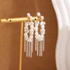 French High-End Pearl Earrings, Light Luxury Design Broken Silver Earrings, Cold Style Long Fringed Stud Earrings
