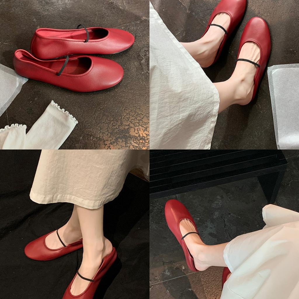 Studiolee quiet afternoon~ soft face round head light mouth thin word with flat Mary Jane shoes