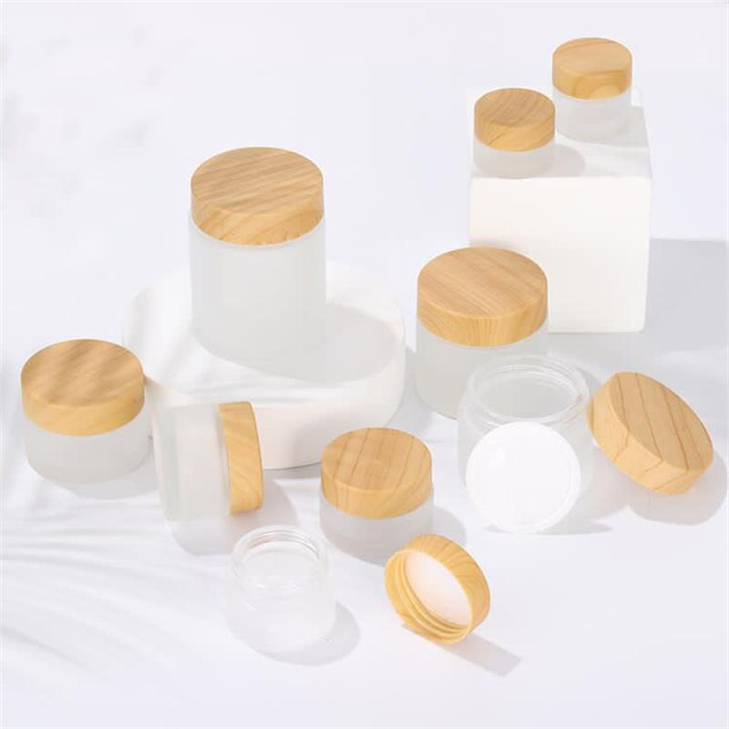 Pot en Verre Givré Vide Mini 5-50g Pot Pot Cosmétique Maquillage Couvercle Intérieur Crème Visage Baume à Lèvres Contenant de Stockage Scellé Bouteilles Rechargeables