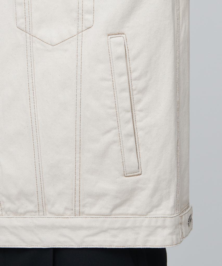 Musinsa Standard Contrast Stitch Relaxed Denim Trucker Jacket [Cream]