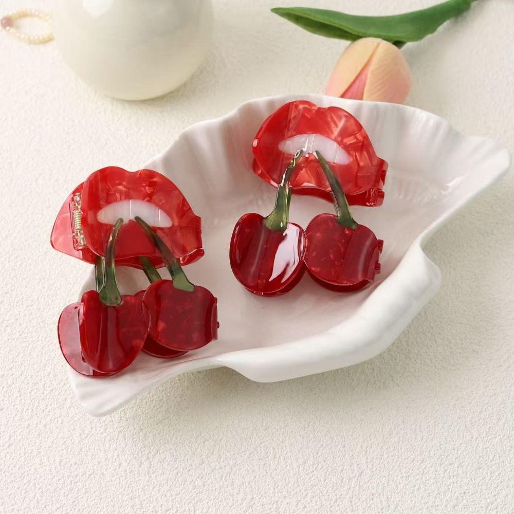 Cute Fruit Gripper Sweet Geometry Shark Clip Lovely Cherry Hair Claw  Daily