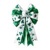 St Patricks Day Tree Topper Bows for Wreath Decorations Large White Green Glitter Shamrock Bowknot for Home Indoor Outdoor Decor