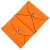 Excellent HERMES Coin case Calvi duo Card Case Orange Epsom Leather Women Used