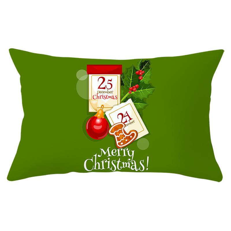 Green Series Christmas Peach Skin Printed Waist Pillowcase Square Sofa Pillowcase Office Pillowcase