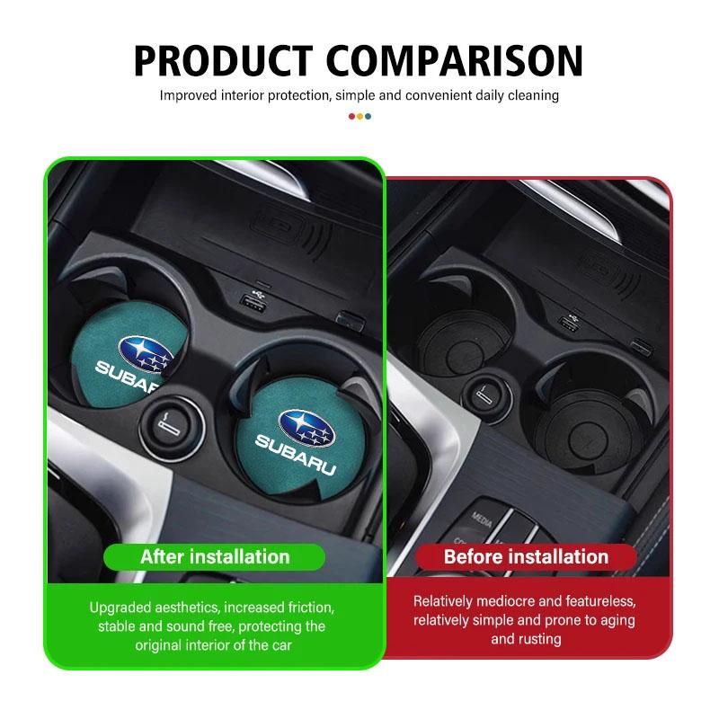 2Pcs Car Water Cup Bottle Holder Anti-slip Mat Pad Suede For Subaru BRZ Outback WRX Ascent Levorg Forester XV Crosstrek Impreza Y16
