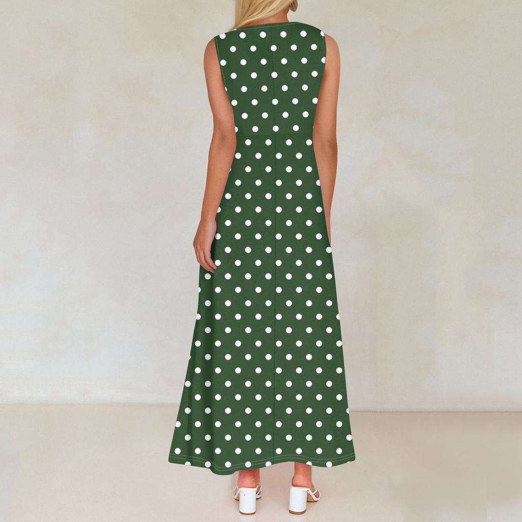 Women's Summer Casual Fashion  Dress V Neck Sleeveless Dress