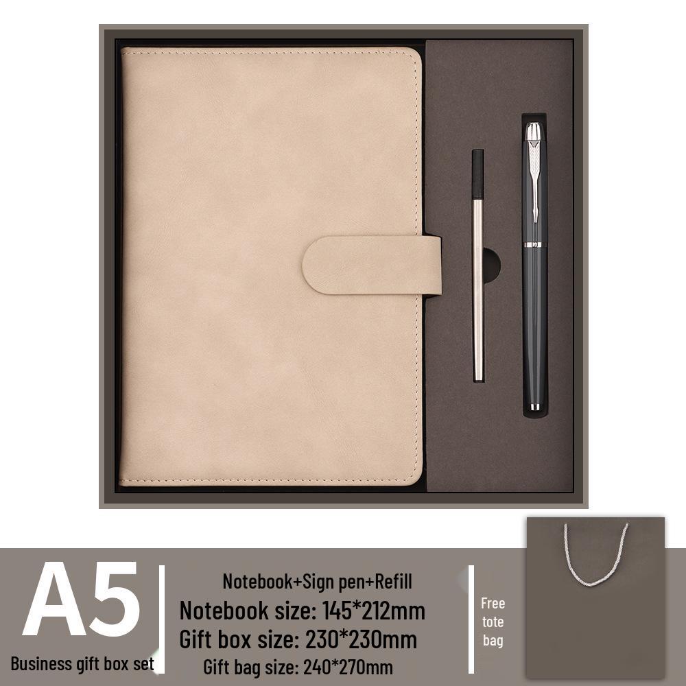 A5 Custom LOGO Business Notebook Set: Faux Leather Stationery Gift for Company Events
