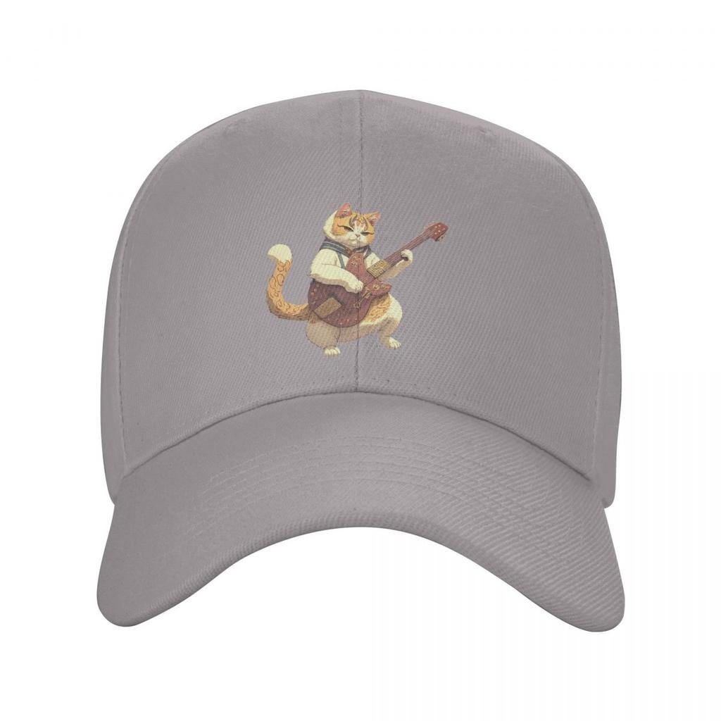 Gato Rockeiro Tocando Guitarra Desenho Animado Gato Guitarrista Bonés de Beisebol Snapback Homens Mulheres Chapéu Chapéu Ajustável Streetwear Boné de Beisebol Casquette