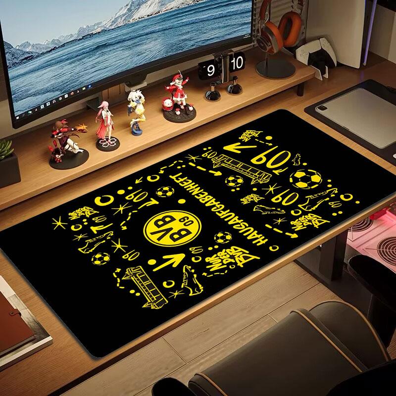 Dortmund Team Logo Mauspade, Große Gaming Schreibtischmatte, Rutschfestes XXL Mauspade für Laptop & Tablet, Mini-PC Spielmatte mit Genähten Kanten