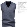 Men Knitting Vest V-Neck Sleeveless Rhombus Texture Sweater Vest Autumn Winter Solid Color Casual Vest Knitwear