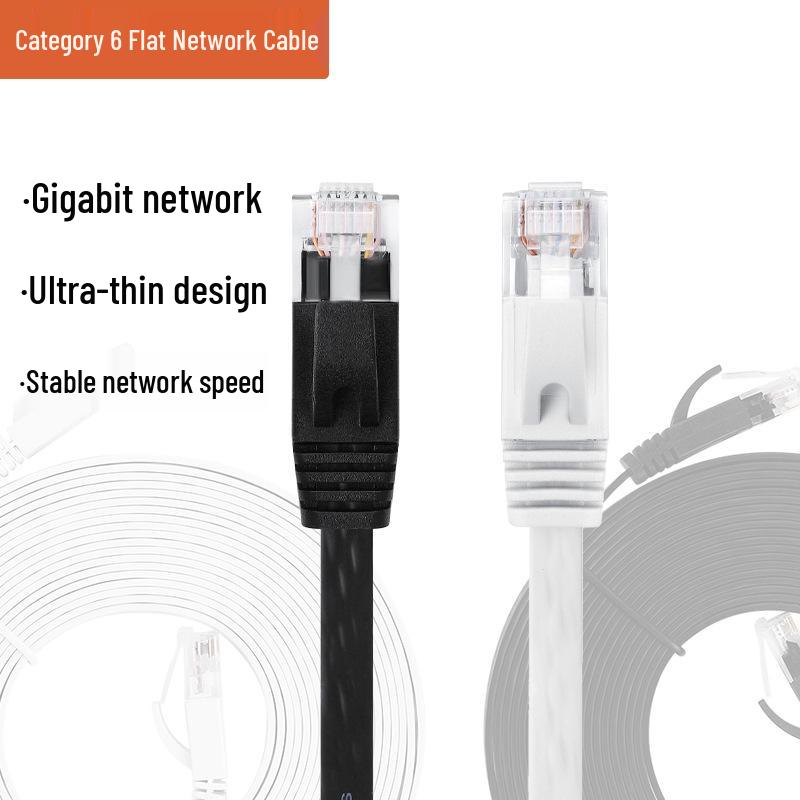 CAT6 Flat Network Cable, 0.5m Gigabit Ultra-Thin Patch Cord with Oxygen-Free Copper