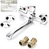 ABKP-360° Rotatable Kitchen Wall Tap, Single Lever Mixer Tap Cold/Hot Sink Mixer Tap Kitchen Tap Wall Mounted Sink Fittings
