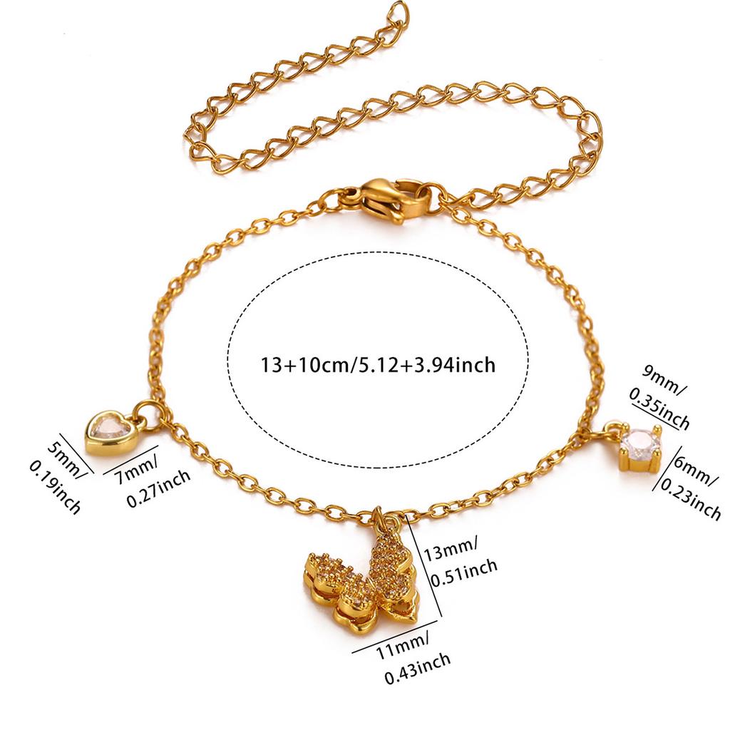 Tassel Pendant Heart Butterfly Moon Anklet For Women 2026 Beach Vacation Summer Waterproof Chain Foot Chain Jewelry Fashion Gift