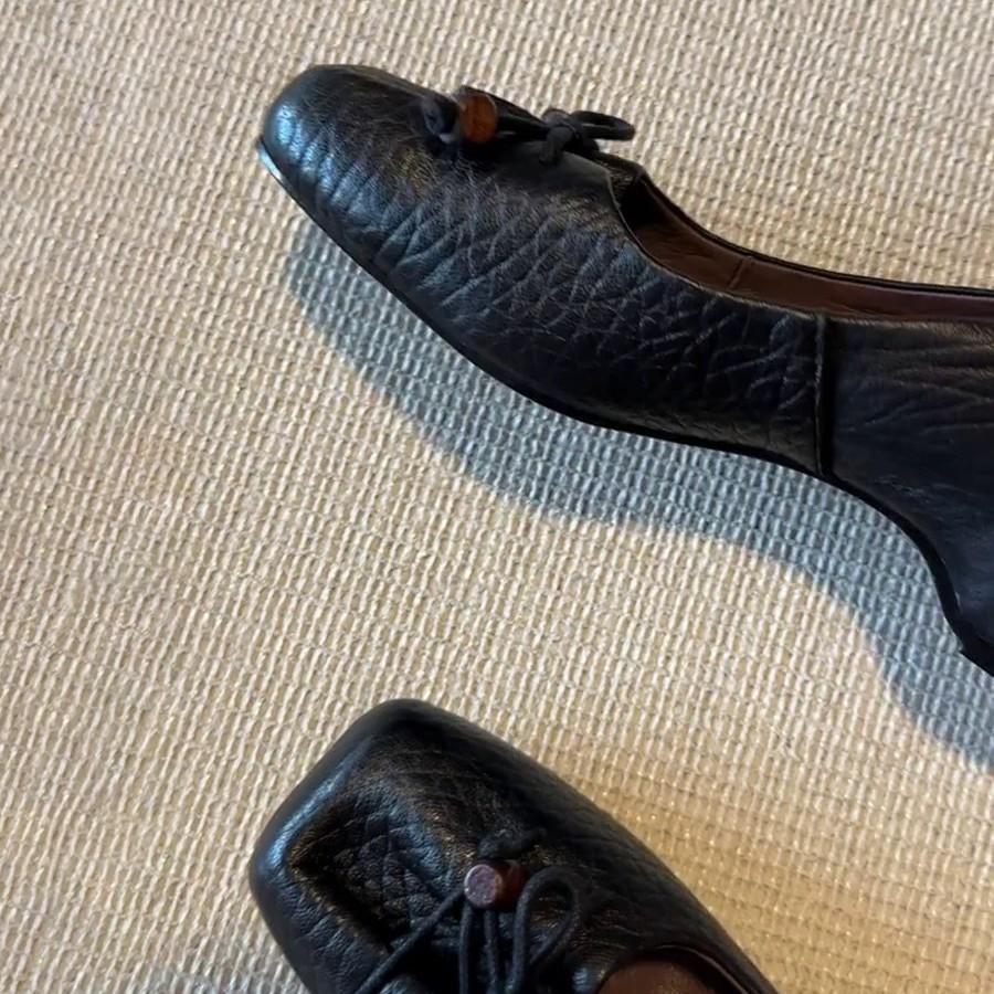 Retro square head bow inner height increase Mary Jane shoes shallow mouth one pedal commuter shoes