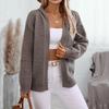 Vintage Autumn Winter V Neck Loose Knitwear Sweater Long Sleeve Solid Color Cardigan Top