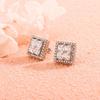 Hip Hop Square Threaded Earrings Men Full Zircon Stud Gold Plated Copper Ear Jewelry