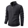 Men's Casual Solid Color Thickened Sweater, New Men's Stand-up Collar Semi-zipper Fitted Knitted Sweater