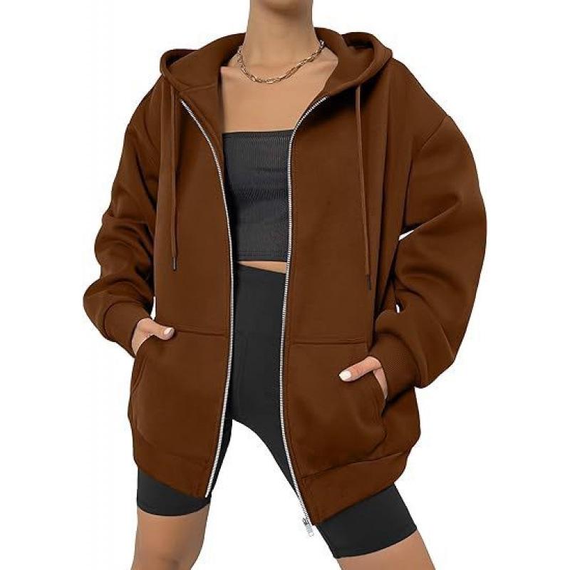 

Versatile Thick Long Sleeve Loose Hooded Zipper Hoodie Available S