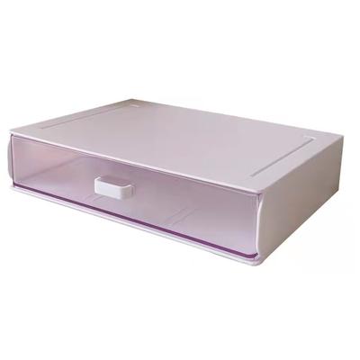 Desk Organizer With Drawer Clear Plastic Stackable Desktop Storage Box Space Saving for Dorm Office