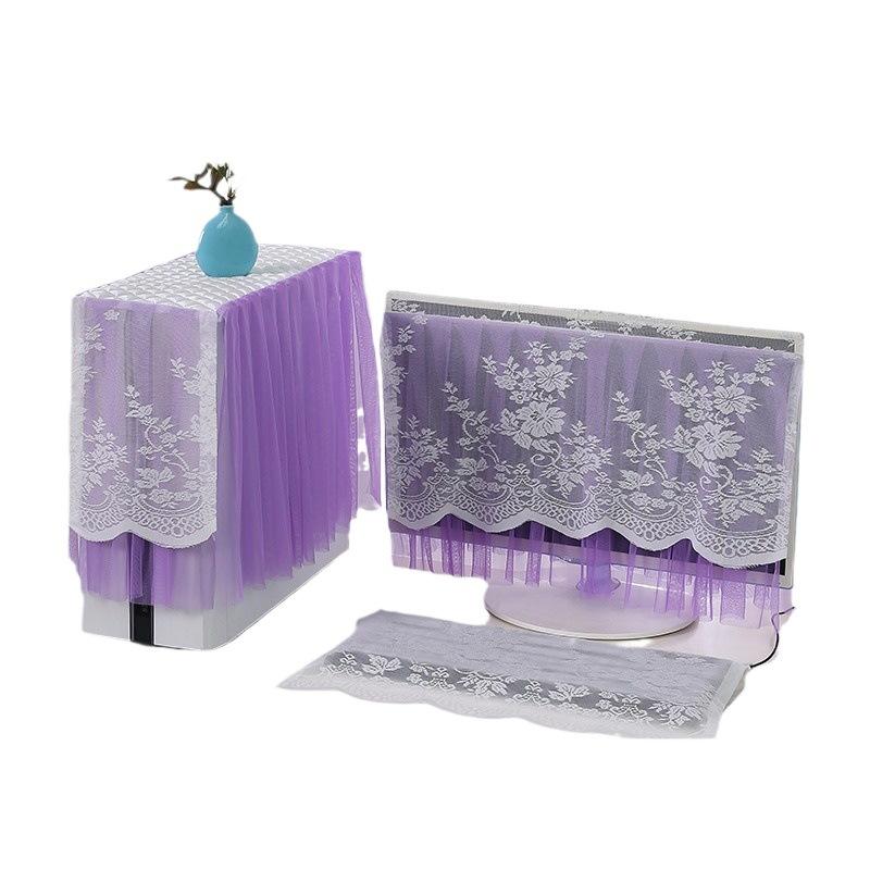 17/24/27inch 3Pcs European Lace Desktop Computer Dust Cover Computer Cover LCD Monitor Protective Cover Keyboard Dustproof