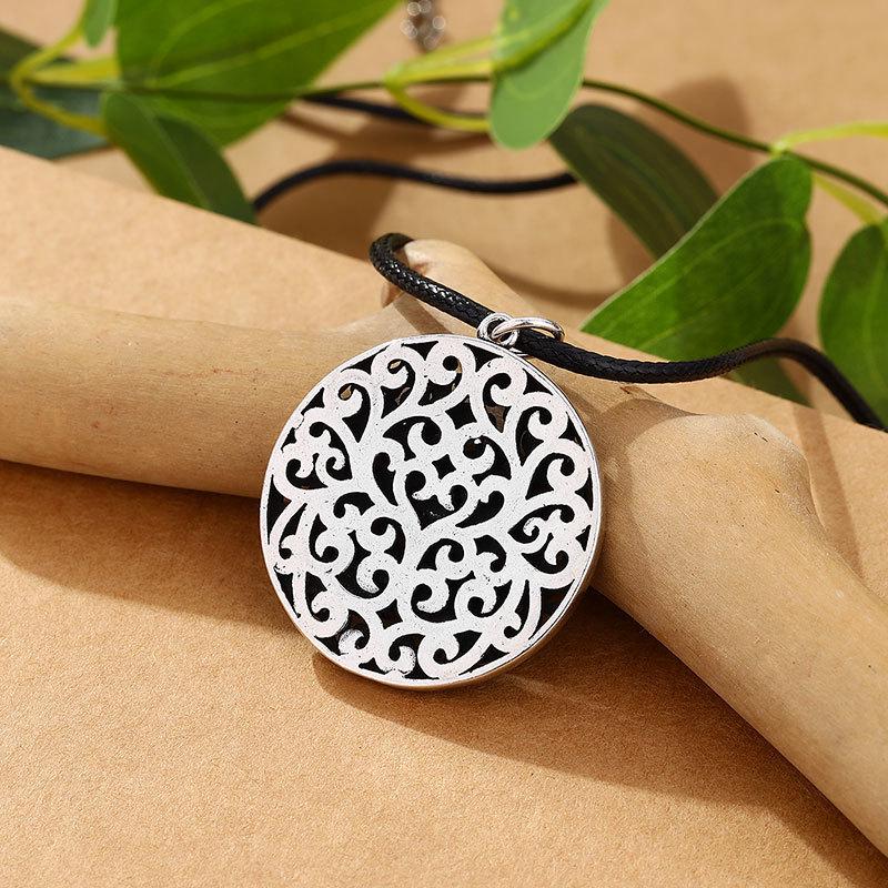 Sterling Silver Retro Slavic Lotus Pendant Viking Necklace for Men