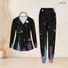 Women Plus Size V Neck Long Sleeve Scrub Set Vintage American Flag Star Stripe Print Nurse Uniform Set