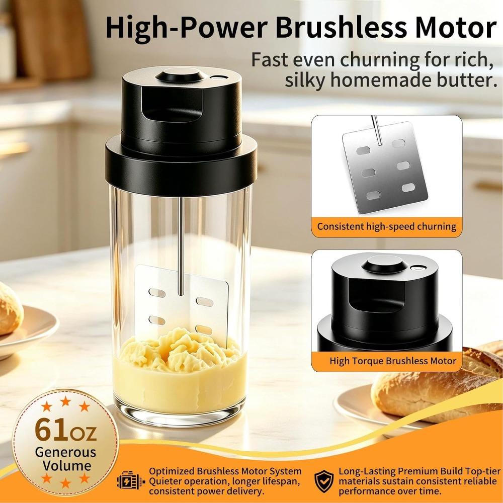 Black Electric Butter Churn Stainless Steel Liner Electric Cream Mixer  Kitchen Cooking