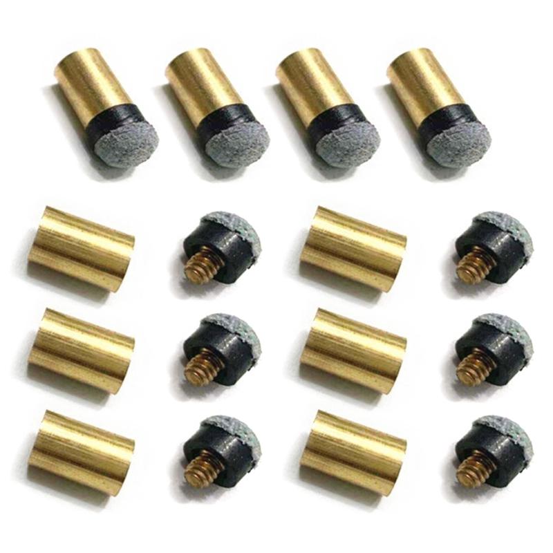 10Pcs Billiards Cue Pool Tip Replacement Coppers PU Leather Pool Cue Tip  Cue Tip with Cue Stick Ferrules
