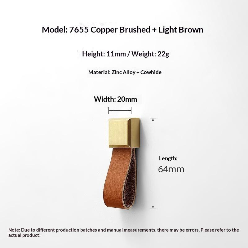 Cabinet Pull Brass Base Nordic Anti‑Collision Soft Leather Handle For Wardrobe Drawer Tatami Closet Kids Room Furniture Hardware
