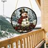 Snowman Sun Catcher, round Acrylic with Stained Glass Effect for Winter Decor, Perfect for Home, Kitchen, Bedroom, Garden, Bathroom, Garage