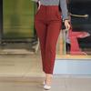 Damesbroek met hoge taille, slim fit, casual model met zakken, effen kleur, nauwsluitende pijpen, lange broek voor dagelijks gebruik.