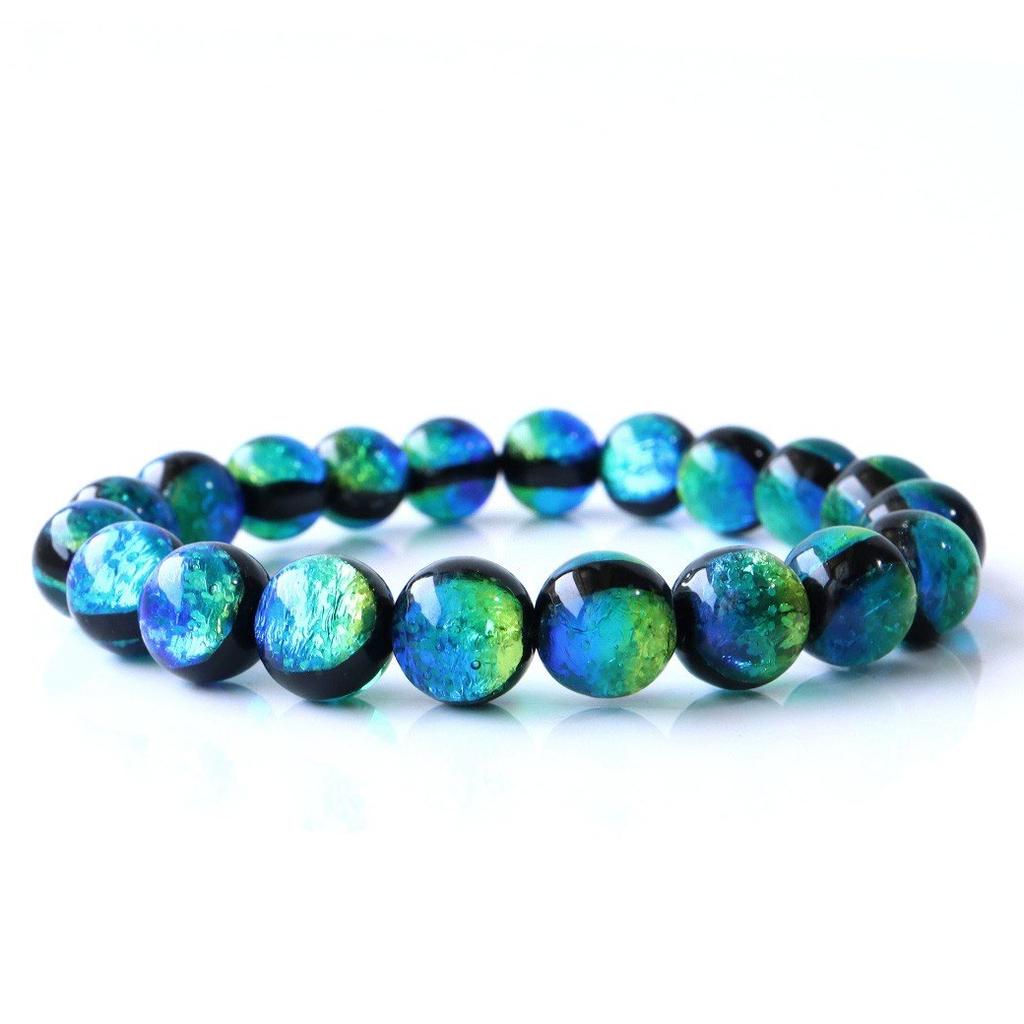 Luminous Kerama Marine Firefly Glass Bracelet 10mm Okinawa Kerama Islands Inner Diameter [GOLD STONE] Approx. 16.5cm